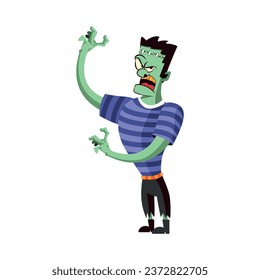 Frankenstein Character of Hallowen Isolated Retro Cartoon Vector