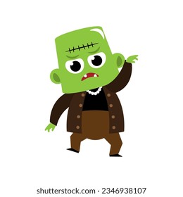 Frankenstein . Cute halloween cartoon characters . Vector .