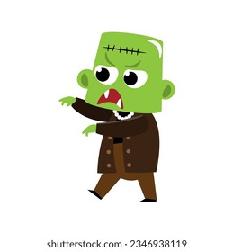 Frankenstein . Cute halloween cartoon characters . Vector .