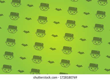 Frankenstein cute pattern, seamless background can use for design, Halloween Concept.