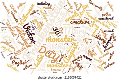 Frankenstein Day 30 August Word Cloud In Vector Art Creative Colourful White Back Ground