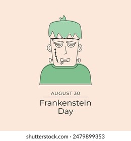 Frankenstein Day. Line art design. Vector line art. Good for usage. Continuous line. eps 10.