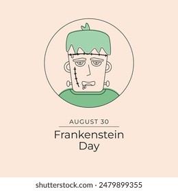 Frankenstein Day. Line art design. Vector line art. Good for usage. Continuous line. eps 10.