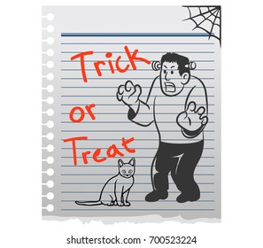 Frankenstein Doddle Character On Paper