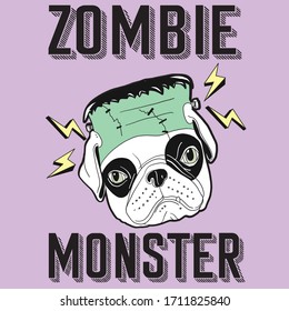 frankenstein dog, zombie, monster T-Shirt Print Vectors