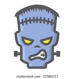 Frankenstein filled outline icon, halloween and scary, horror sign vector graphics, a colorful line pattern on a white background, eps 10.