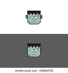 Frankenstein Flat Cartoon. Isolated.