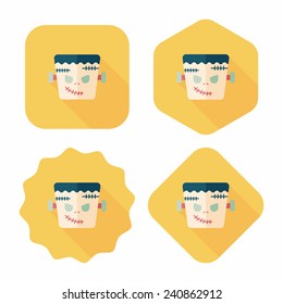 Frankenstein flat icon with long shadow, eps10