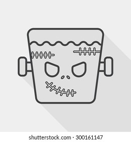 Frankenstein flat icon with long shadow, line icon