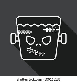 Frankenstein flat icon with long shadow, line icon