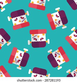 Frankenstein flat icon,eps10 seamless pattern background