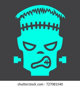 Frankenstein glyph icon, halloween and scary, horror sign vector graphics, a solid pattern on a black background, eps 10.
