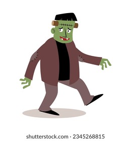 Frankenstein . Halloween cartoon characters . Vector .