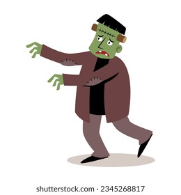 Frankenstein . Halloween cartoon characters . Vector .