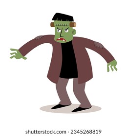 Frankenstein . Halloween cartoon characters . Vector .