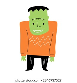 Frankenstein . Halloween cartoon characters . Vector .