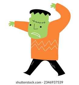 Frankenstein . Halloween cartoon characters . Vector .