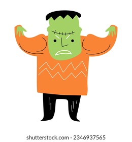 Frankenstein . Halloween cartoon characters . Vector .