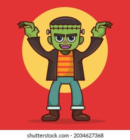 frankenstein halloween character with isolated background vector