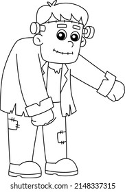 Frankenstein Halloween Coloring Page Isolated