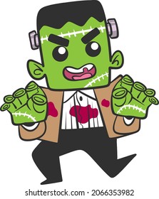 Frankenstein halloween cute vector monster