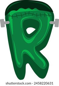 Frankenstein Halloween Letter Alphabet Vector Element