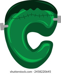 Frankenstein Halloween Letter Alphabet Vector Element