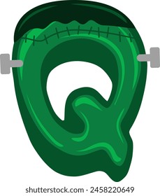 Frankenstein Halloween Letter Alphabet Vector Element