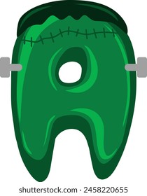 Frankenstein Halloween Letter Alphabet Vector Element