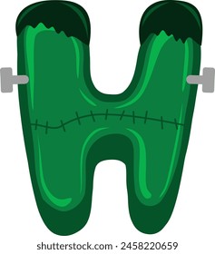 Frankenstein Halloween Letter Alphabet Vector Element