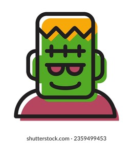 frankenstein head colored outline icon
