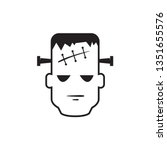 Frankenstein head icon in black and white. Vector illustration.