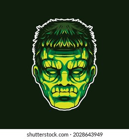 ilustración de la cabeza frankenstein ilustración vectorial, adecuada para camiseta, impresión y mercadería