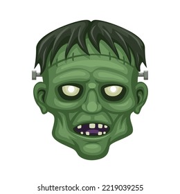 Vector de ilustración de caricatura del personaje del monstruo de la cabeza de Frankenstein