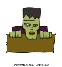 Frankenstein holding a blank sign