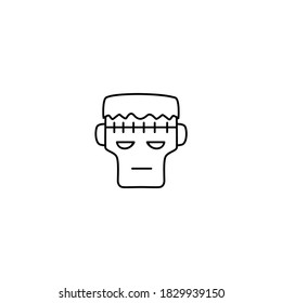 Frankenstein icon. Halloween icon. Simple, flat, outline, black.