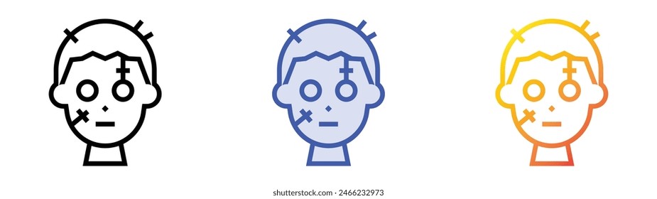 frankenstein icon. Linear, Blue Fill and Gradient Style Design Isolated On White Background