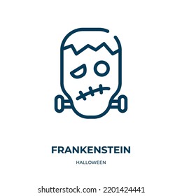 Icono Frankenstein. Ilustración vectorial lineal de la colección de halloween. Esquema del vector de icono frankenstein. Símbolo de línea delgada para uso en aplicaciones web y móviles, logotipo, medios impresos.