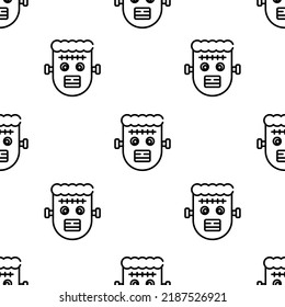 frankenstein icon pattern. Seamless frankenstein pattern on white background.