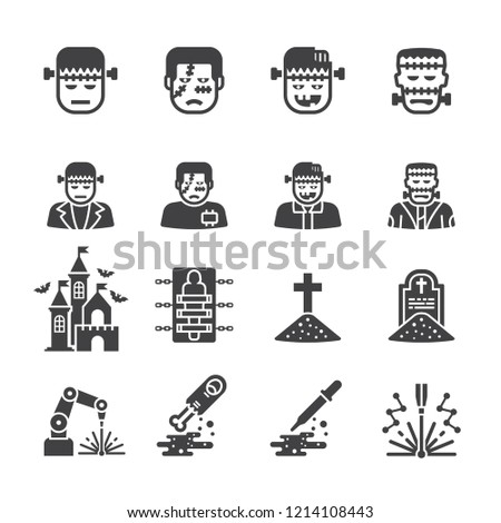 Frankenstein icon set/Flat icon set design ,Out line vector icon set for design.