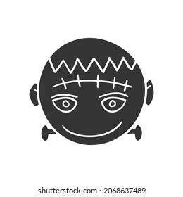 Frankenstein Icon Silhouette Illustration. Scary Monster Vector Graphic Pictogram Symbol Clip Art. Doodle Sketch Black Sign.
