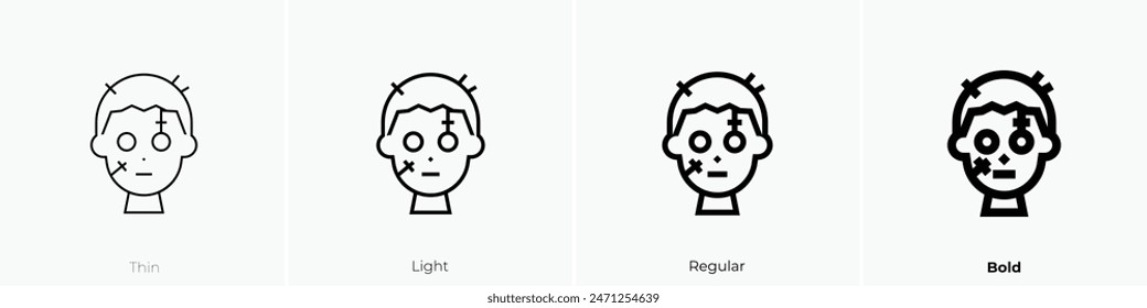 frankenstein icon. Thin, Light Regular And Bold style design isolated on white background