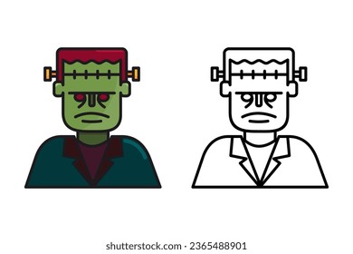 

frankenstein icon,halloween,character,avatar, with stylish color stripes and lines isolated on white background
