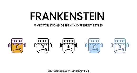 Frankenstein icons vector set stock illustration.