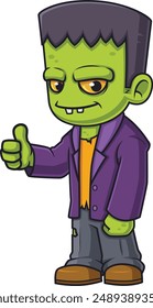 Frankenstein kid character vector illustration