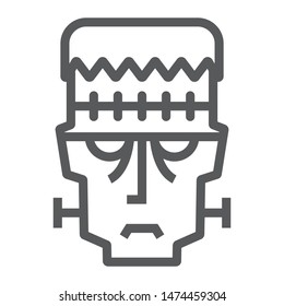 Frankenstein line icon, halloween and monster, zombie sign, vector graphics, a linear pattern on a white background, eps 10.