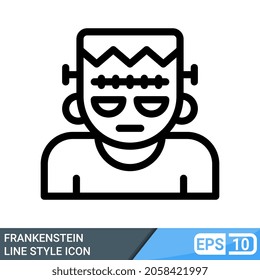 Frankenstein line style icon. Monster sign. Vector illustration for Halloween. EPS 10