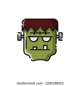 Frankenstein Lineal Icon Vector Illustration - Halloween Icon Design.