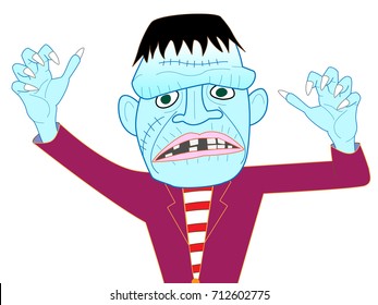Frankenstein looking for prey on the day of Halloween.