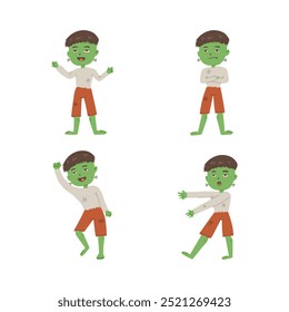 Frankenstein mascot character icon symbol hand drawn style. collection of isolated cartoon illustrations